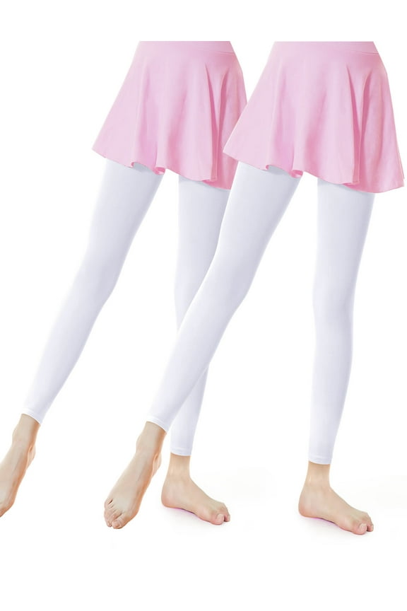 White Ballet Tights For Little Girls 2 Pairs 90D Footless Stockings