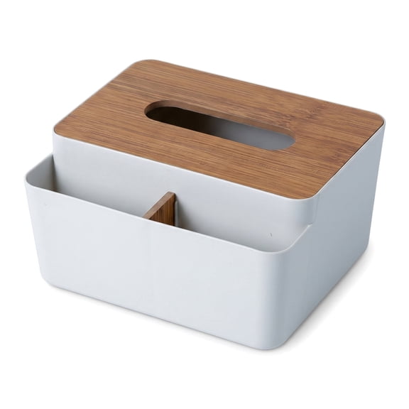 Decorative Wooden Lid Rectangle Tissue Box Organizer | 4.4" x 6.9" x 4.4" Multi-Purpose Storage for Tissues, Remotes & Office Supplies