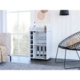 thumbnail image 1 of White Bar Cart Featuring Two Shelves, Glass Door, Four Lockable , Spacious Metal-railed Top, Stores 6 Liquor Bottles Door Cabinet, Locking Accommodates, 1 of 4
