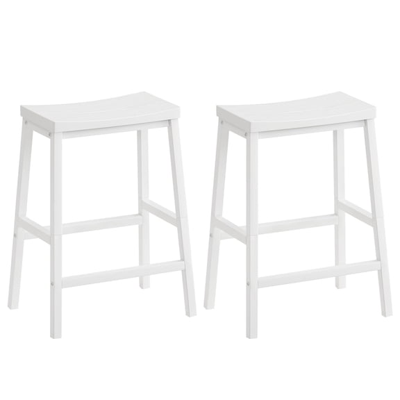 White Bar Stools, Set Of 2 Saddle Seat Counter Height Stools With Footrests, Industrial Style Kitchen Dining Stool