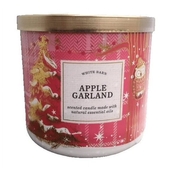 White Barn Bath and Body Works Apple Garland 3 Wick Scented Candle New with Lid