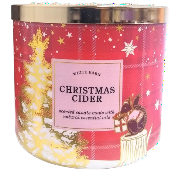 White Barn Bath and Body Works Christmas Cider 3 Wick Scented Candle New w Lid