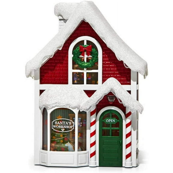 White Barn Plug in Christmas Santa's Workshop Projector LED Night Lights