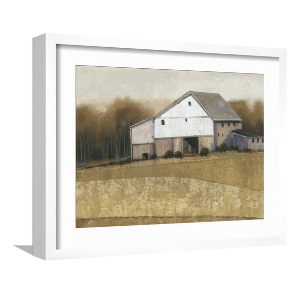 Art.com White Barn View I Art Print by Tim O'toole, White Frame Wall Art, 21" x 17"