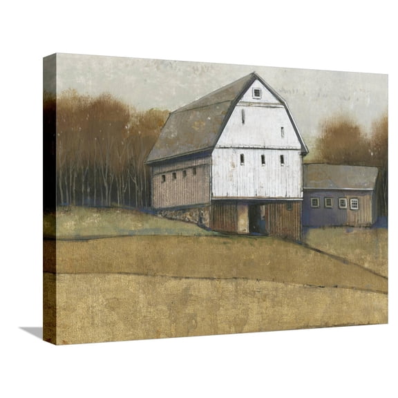 Art.com White Barn View II Stretched Canvas Print Wall Art by Tim O'toole, 24" x 18"