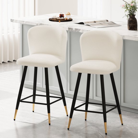 White Barstool | Used in Dining Rooms | Metal and Fabric Main Materials | Gives Comfortable Posture