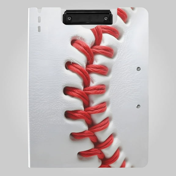 White Baseball Close Up Foldable Binder Folder Clipboard with Pen Slot Double Clips A4 Size File Storage