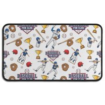 White Baseball Fun Club Pattern Door Rugs,Washable Non Slip Door Mats Indoor,Decorative Door Mats,Entry Mat Indoor for Entrance,Bedroom,Kitchen,Bathroom,30"x17"
