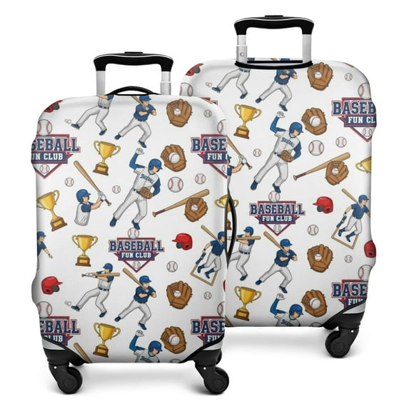White Baseball Fun Club Pattern Luggage Cover Fashion Suitcase Cover Baggage Covers Fit 25-28 Inch Luggage (Go Travel)