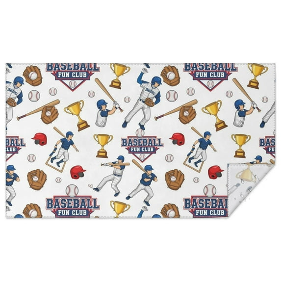 White Baseball Fun Club Pattern Rectangle Tablecloth 60"x102",Waterproof Polyester Rectangle Table Cloth, Wipeable Spillproof Polyester Tablecloth for Dining, Camping, Indoor and Outdoor