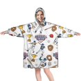 thumbnail image 1 of White Baseball Fun Club Pattern Wearable Oversized Blanket,Wearable Blanket Hoodie for Adults,Cozy Hooded Blankets with Super Pockets,Super Warm Fuzzy Pullover for Women & Men, 1 of 6