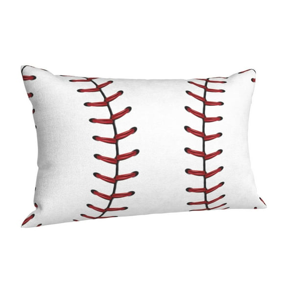White Baseball Rectangle Throw Pillow Cover Cushion Case Hidden Zipper Home Decorative Pillowcase Printed 16"x24"