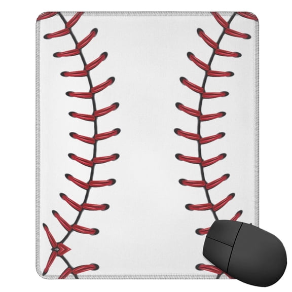 White Baseball Square Mousepad Non Slip Rubber Base Mouse Mat For Office Laptop 11.8"X9.8" Inch