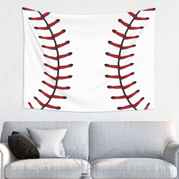 White Baseball Tapestry For Bedroom Aesthetic Tapestries Wall Hanging (29" X 37")