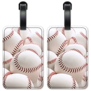 White Baseballs - Luggage ID Tags / Suitcase Identification Cards - Set of 2