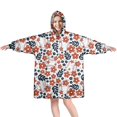 thumbnail image 1 of White Baseballs with Red Flowers Pattern Wearable Oversized Blanket,Wearable Blanket Hoodie for Adults,Cozy Hooded Blankets with Super Pockets,Super Warm Fuzzy Pullover for Women & Men, 1 of 6