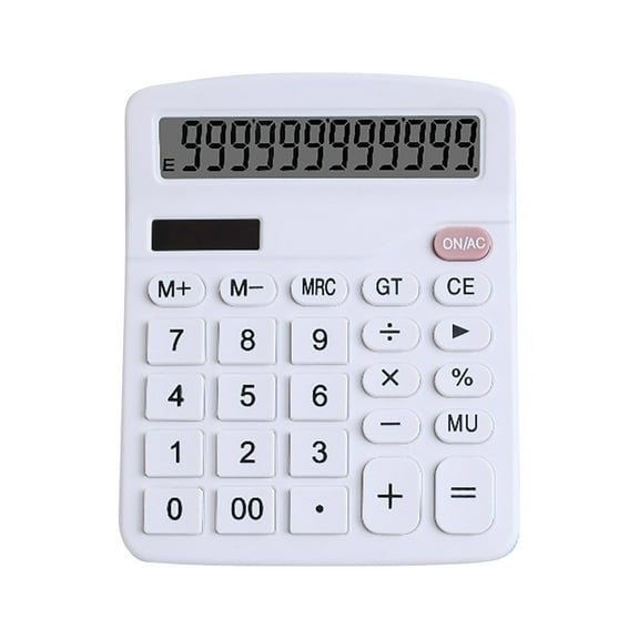 White Basic Standard Calculator 8-Digit Lcd Display Battery Powered (Not Included) Portable For School Office Home Use Students Kids Mini Size