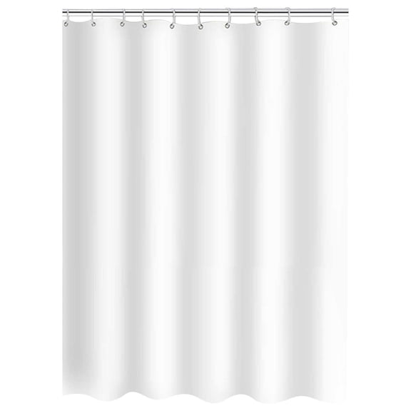 White Bath Curtain Easy Clean Quick Dry Polyester Fabric, 39x71 Inches, Waterproof