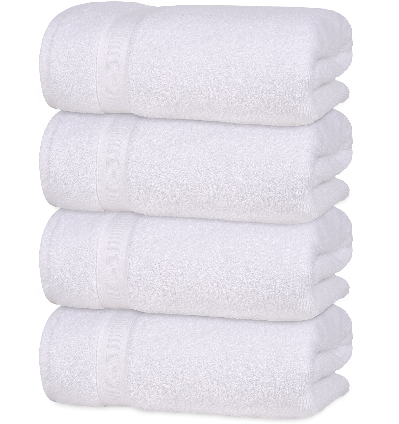 White Quick-Dry Turkish Cotton Bath Towels 27" x 54" Set of 4