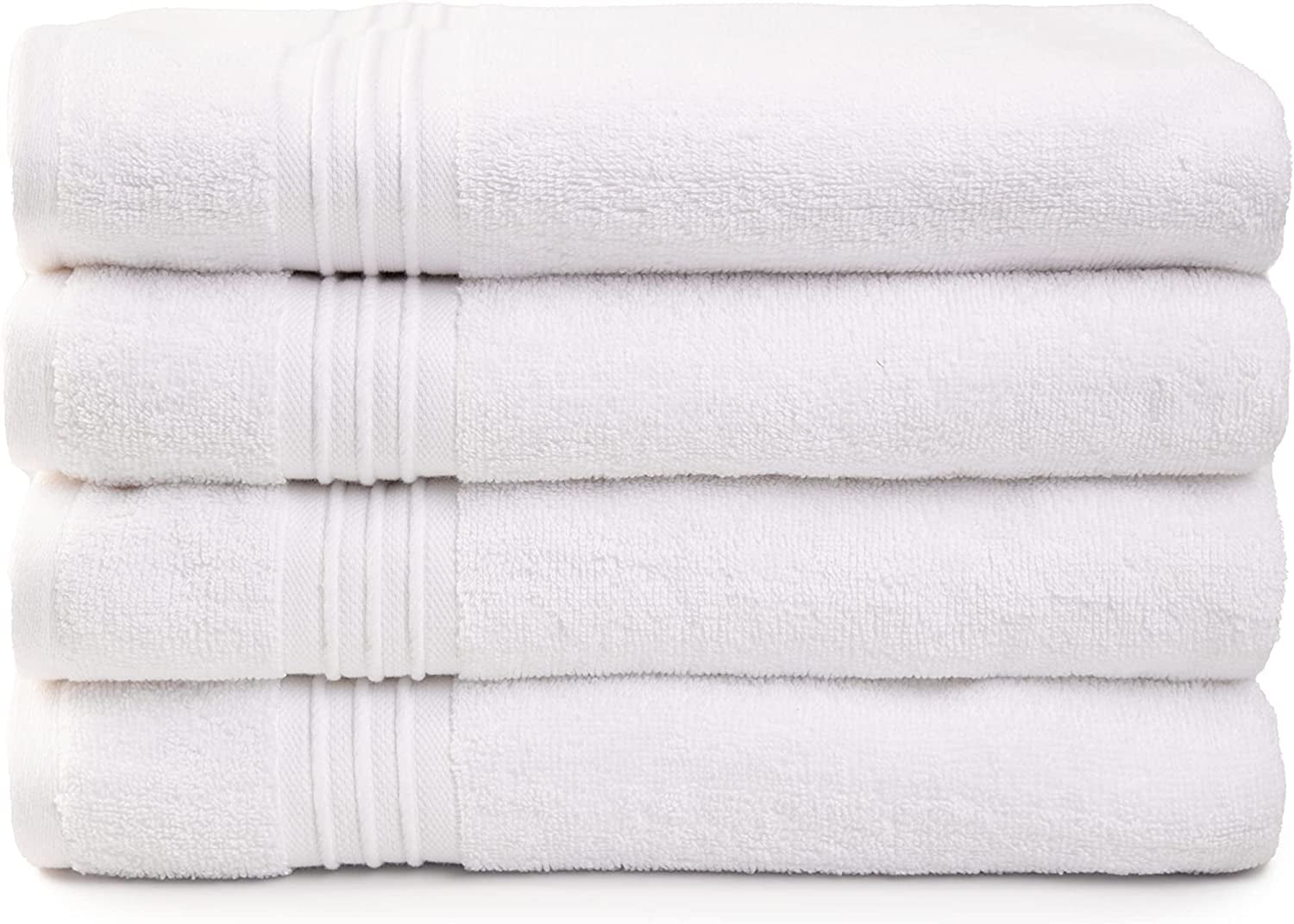 White Bath Towels for Bathroom, 4 Pack Bath Towel Set, Oeko-Tex Terry ...