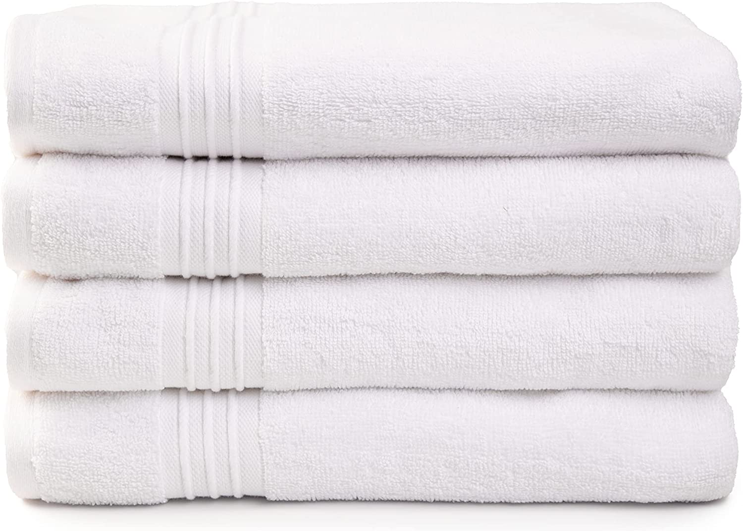 White Bath Towels for Bathroom, 4 Pack Bath Towel Set, OekoTex Terry