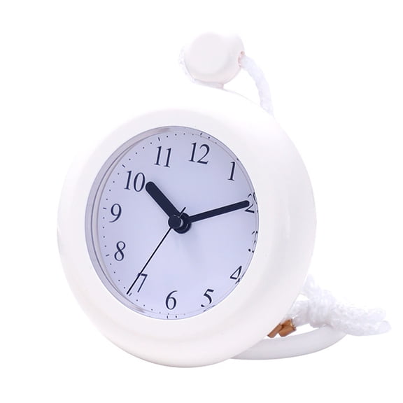 White Bathroom Clock,Shower Clocks with Easy Reading Face Waterproof Shower Hanging Clock (Hanging Rope Included)