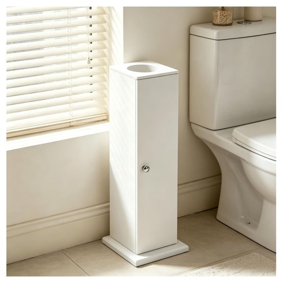 White Bathroom Corner Cabinet with Doors - Small Storage Organizer - Shampoo Holder - 3 Tier Shelves - Modern Farmhouse Decor