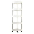 thumbnail image 1 of White Bathroom Corner Storage Shelf Organizer | 4-Tier Rolling Wheels with Drainage Holes | Plastic & Stainless Steel | 40.9x10.2 Inches, 1 of 6