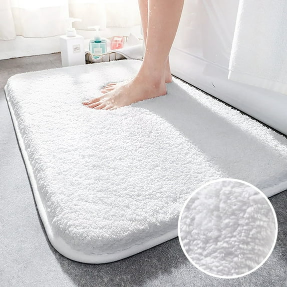 White Bathroom Rug Mat, Extra Soft and Absorbent Microfiber Bath Rugs, Non-Slip Plush Shaggy Bath Carpet, Machine Wash Dry, Bath Mats for Bathroom Floor, Tub and Shower