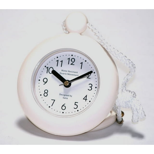 Sana's White Bathroom Shower Rope Clock with Stand. Water Resistant
