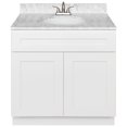 thumbnail image 1 of White Bathroom Vanity 36", Cara White Marble Top, Faucet LB5B, 1 of 4