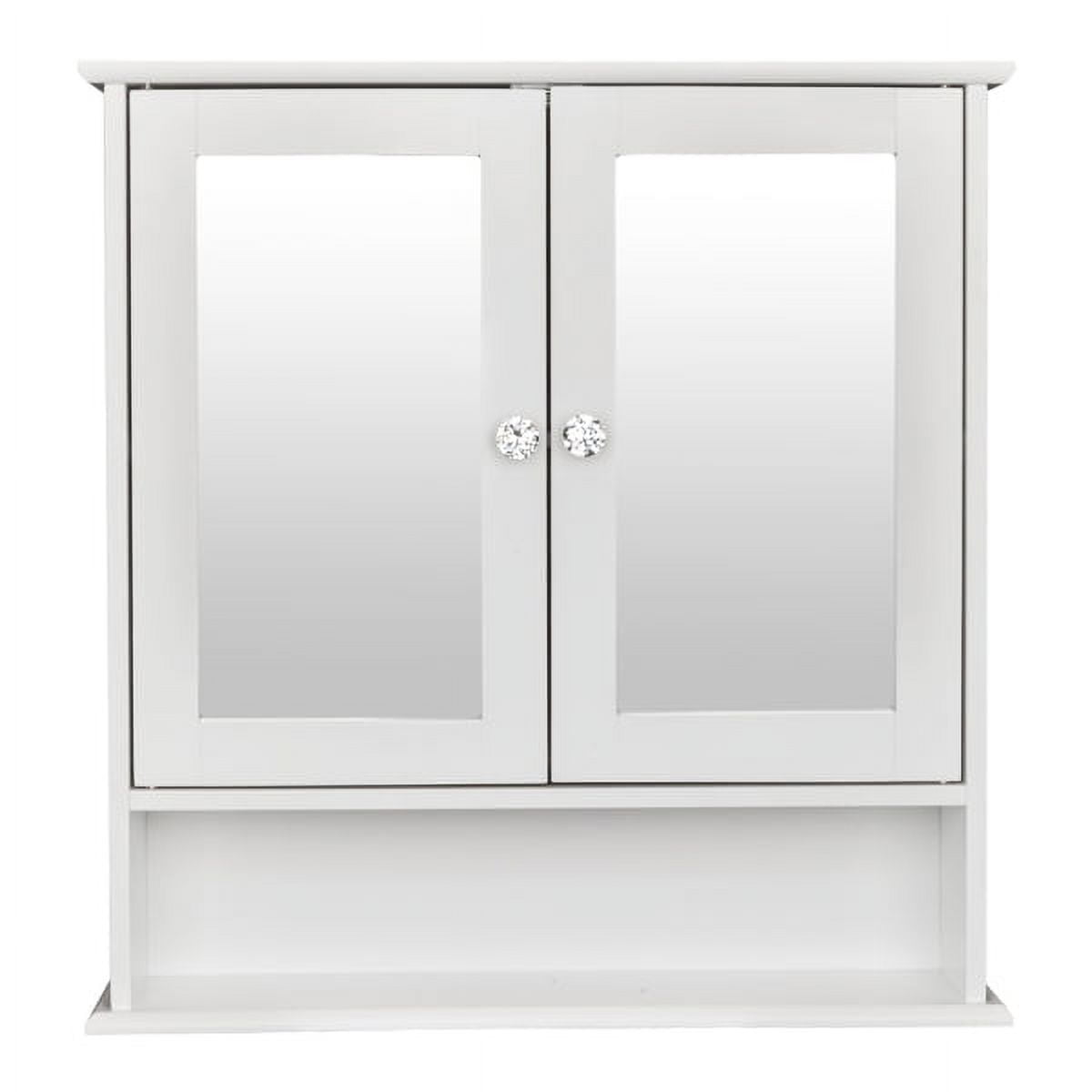 White Bathroom Wall Cabinet Wall-Mounted with Double Mirror Doors