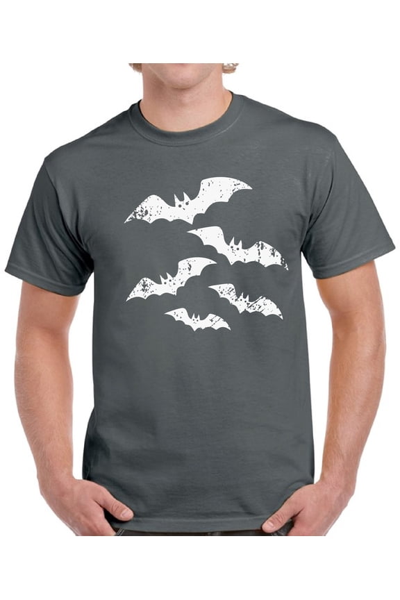 White Bats Top Halloween Gift Shirt for Men - S M L XL 2XL 3XL 4XL 5XL Happy Halloween Graphic Tee - Funny Scary Holiday Tee T-Shirt Mens