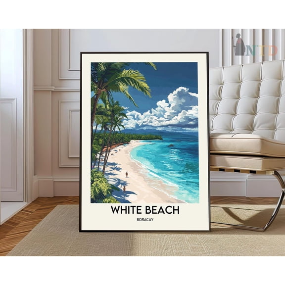 White Beach Boracay Philippines Ocean Landscape Wall Art Photo Print, Unframed Paper Poster 8x10in