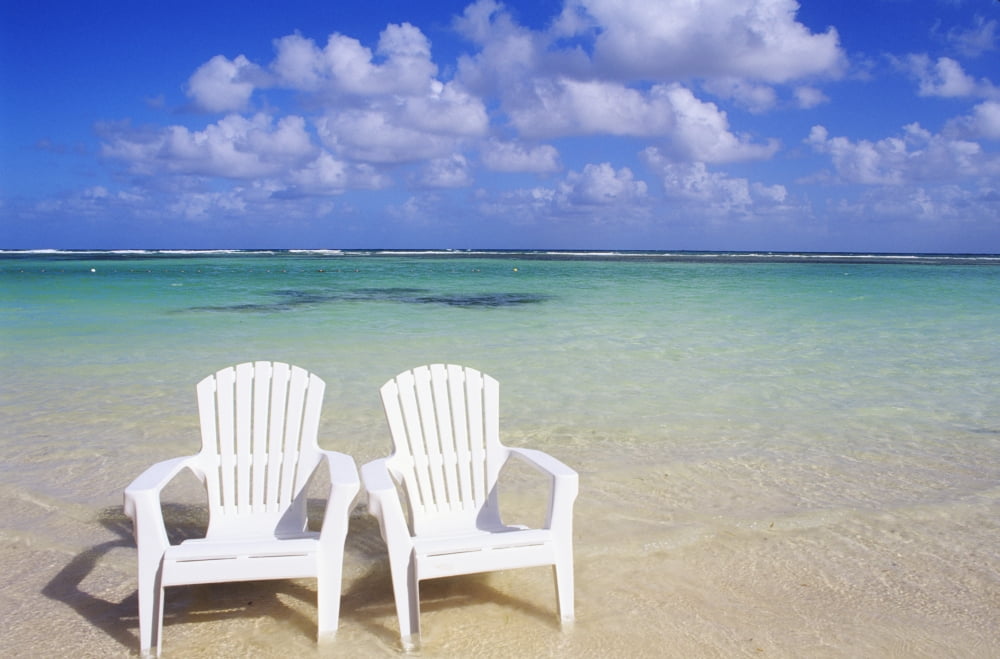 White Beach Chairs On Beautiful Beach Clear Turquoise Water Canvas Art - Bill Bachmann Design Pics (17 x 11)