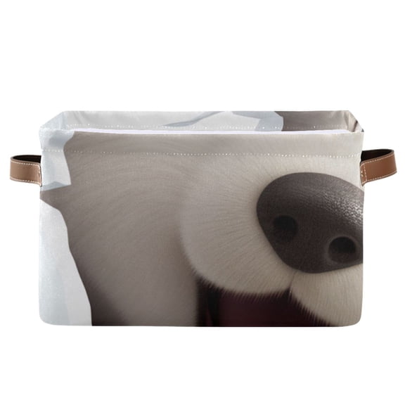 White Bear Face Wall Storage Bins Baskets With Handles Storage Box Clothes Organizer Organization Toys