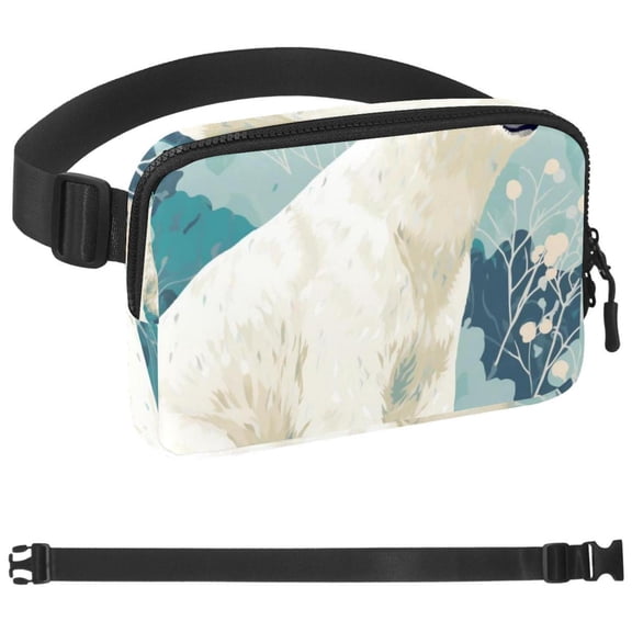White Bear Fanny Pack for Women Men - Waist bag with Pockets, Gifts for Enjoy Sports Traveling Workout Casual Hands-Free crossbody bags Fits Phone