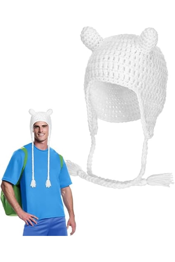 White Bear Hat Adult Anime Character Hat Human Explorer Cap Adventuring Costume Halloween Hero Men Cosplay Accessories(A)