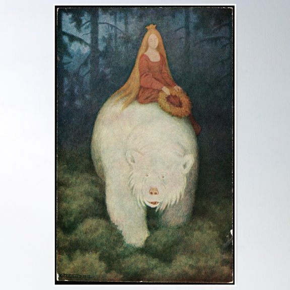 White Bear (Kittelsen) Poster Wall Art, Modern Wall Decor, 8x12 UNFRAMED