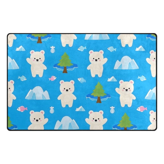 White Bear Pattern Memory Foam Area Rug 31"x20" Non Slip, Absorbent, Fade Proof for Living Room, Bedroom, Office