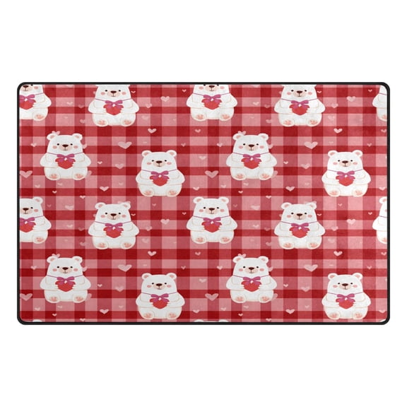 White Bear Pattern Memory Foam Area Rug 60"x39" Non Slip, Absorbent, Fade Proof for Living Room, Bedroom, Office