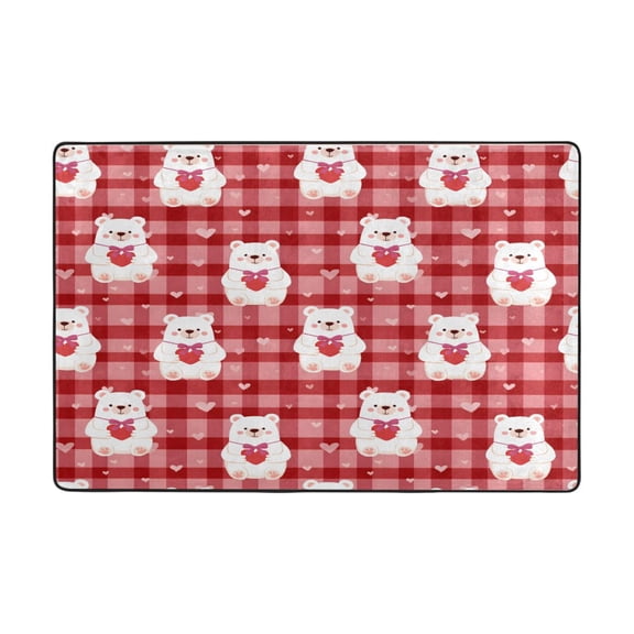 White Bear Pattern Rug 36x24in Memory Foam Absorbent Non Slip Plush for Bathroom Kitchen Entryway