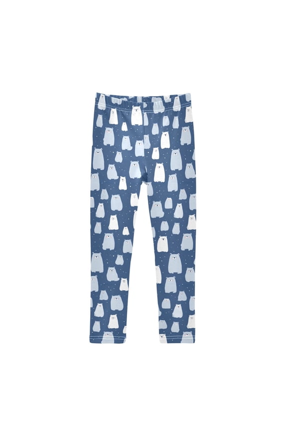 White Bear Printed Leggings Yoga Pants for in 4t to 10t