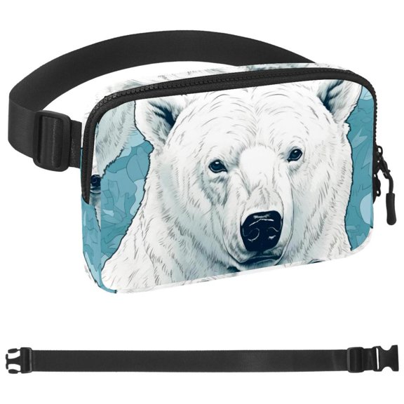White Bear Waist Pack for Running Fanny Pack for Women and Men Crossbody Belt Bag Bum Bag with Adjustable Strap for Sports