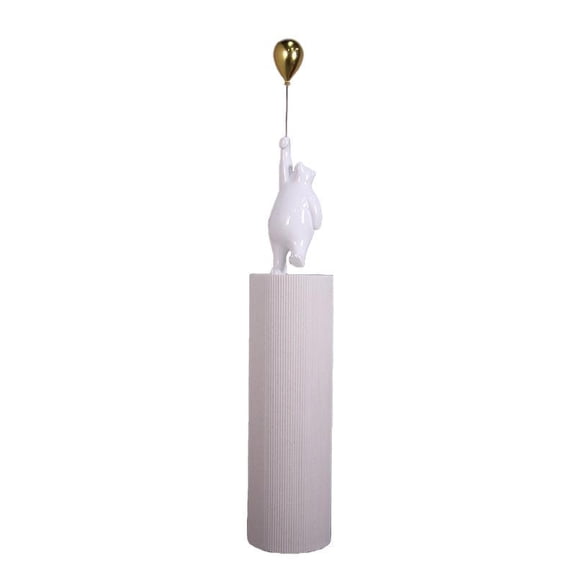 White Bear with Balloon on Pedestal Statue