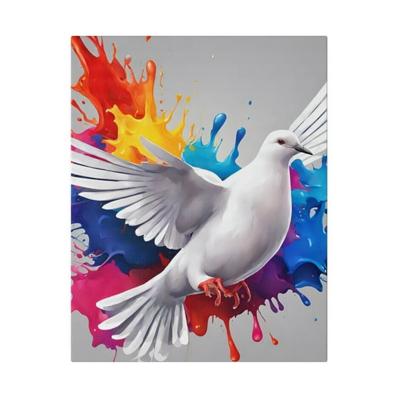 White Beautiful Dove canvas wall art, Colorful home decor
