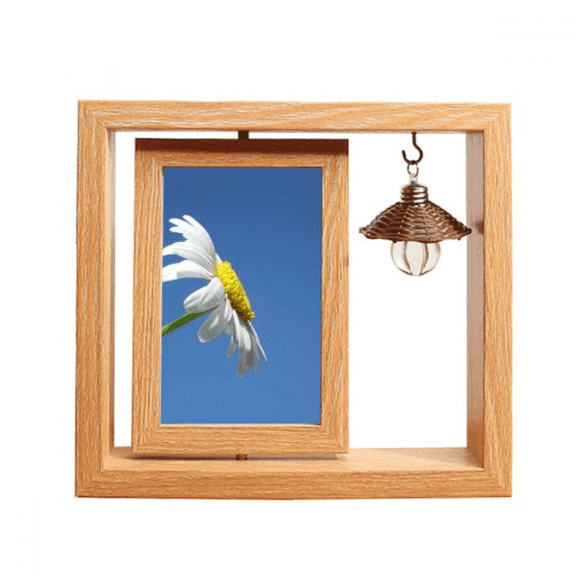 White Beautiful Sunflower Blue Sky Wooden Rotating Picture Photo Frame 4x6