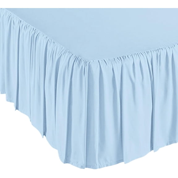 White Bed Skirt, Elastic Bed Skirt(14" Drop),Ruffle Bed Skirt Fits for Bedsprings/Platforms/Mattresses,Wrap Around Bed Skirt,Soft & Comfortable (Blue, Twin 14")