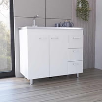 White Bedroom Cabinet - 3-4 Drawers, Double Door, Shelves, Four Legs Modern Look Storage Three