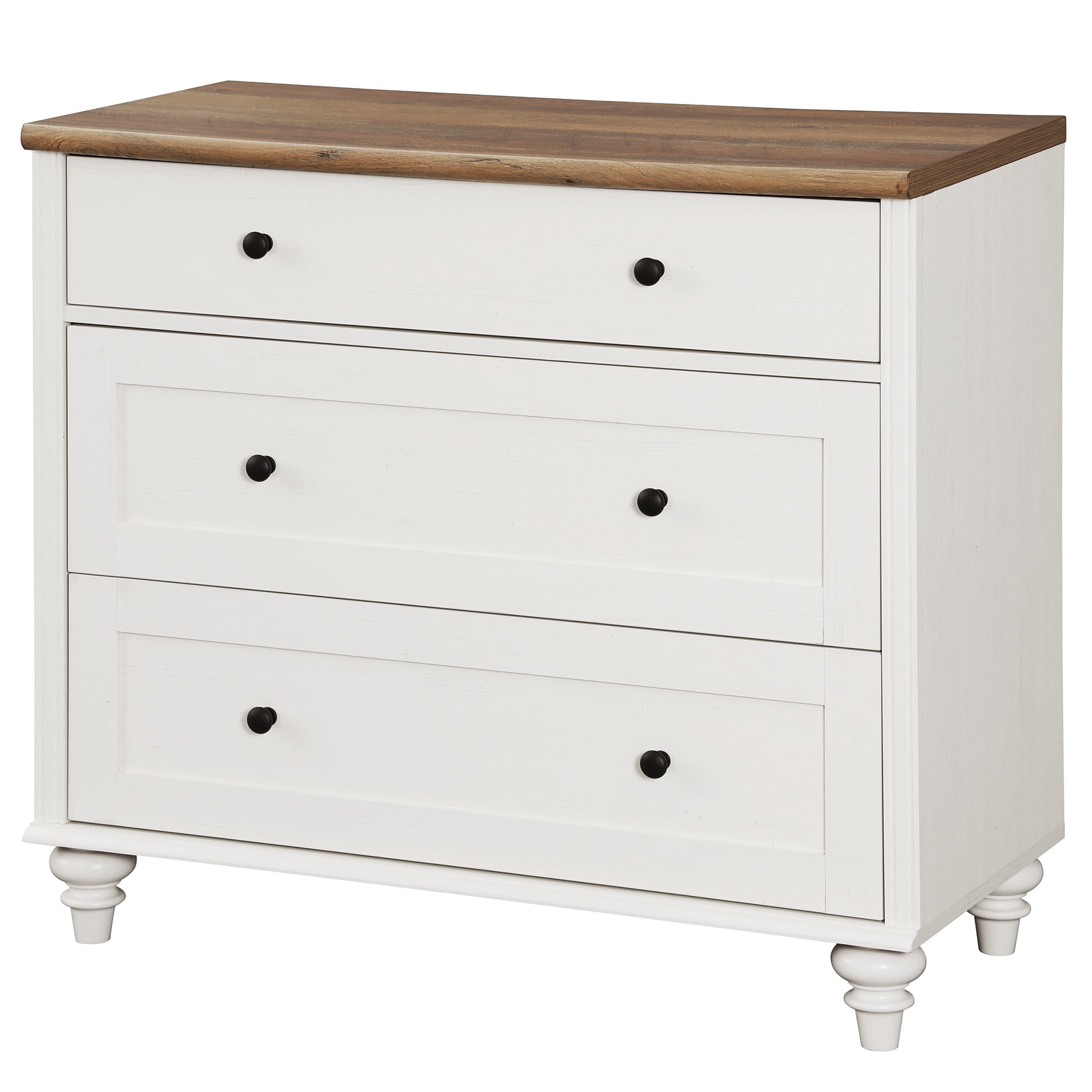 White Bedroom Dresser with 3 Drawers, Mid Century Modern Wooden Closet Storage Organizer, Small Dressers Suitable for Living Room, Nursery, and Hallway